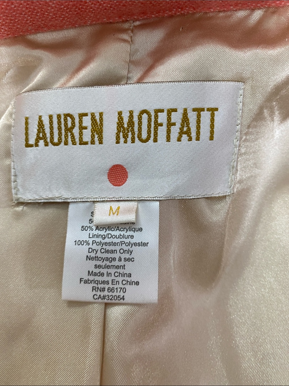 Lauren Moffatt Eastward Dress Coat Coral Arrow-Trim Wool Size M - Picture 3 of 15